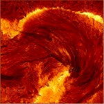 Imagen de alta resolución de la fulguración tomada por el Telescopio Solar Inouye el 8 de agosto de 2024; el encuadre mide, aproximadamente, 4 diámetros terrestres por lado.