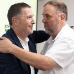 Reunión entre delegaciones de EH Bildu y ERC, encabezadas por sus respectivos líderes, Arnaldo Otegi y Oriol Junqueras