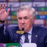 Carlo Ancelotti en el rueda de prensa oficial de la convocatoria de Brasil para las Eliminatorias