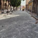El Ayuntamiento de Murcia instala más de 300m2 de nuevo adoquín en la calle de la Iglesia de Patiño