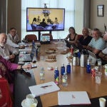 Los miembros de la Junta Directiva de AEICE, durante la reunión celebrada esta mañana en las instalaciones de la empresa Audiotec en el Parque Tecnológico de Boecillo (Valladolid)