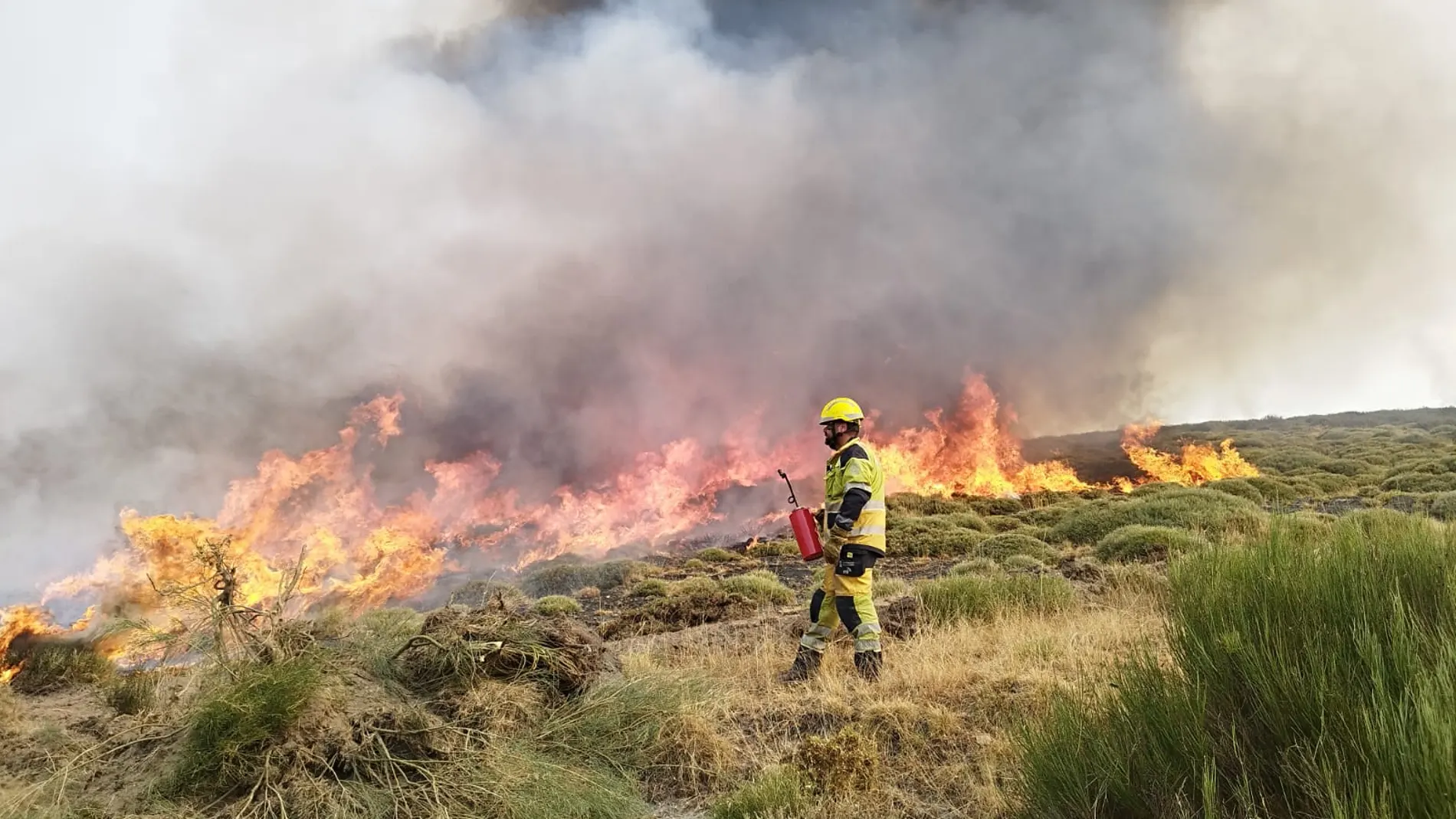 Bomberos forestales de la Generalitat de Valencia colaboran en la extinción de los incendios de Yeres e Igüeña, en León