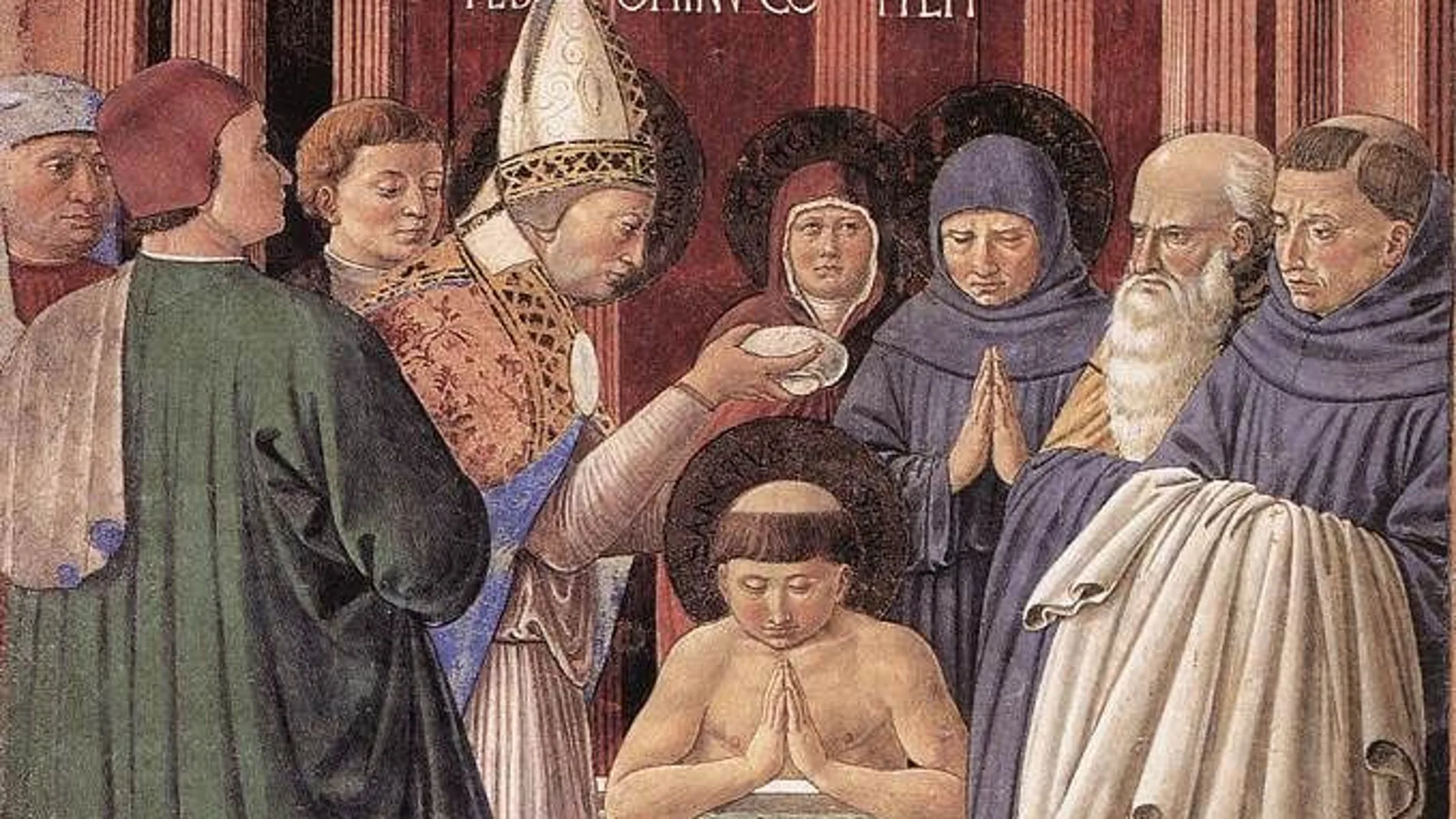 Fresco del Bautismo de san Agustín, de Benozzo Gozzoli (Florencia, 1464)