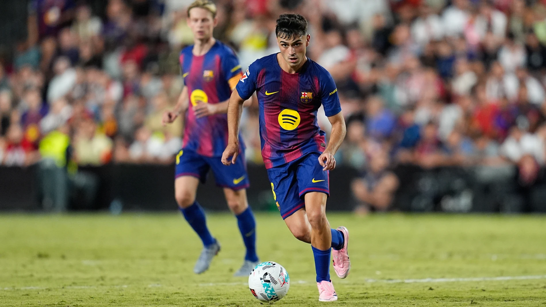 Pedri Gonzalez of FC Barcelona in action during the Spanish League, LaLiga EA Sports, football match played between Rayo Vallecano and FC Barcelona at Estadio de Vallecas on August 31, 2025, in Madrid, Spain. AFP7 31/08/2025 ONLY FOR USE IN SPAIN