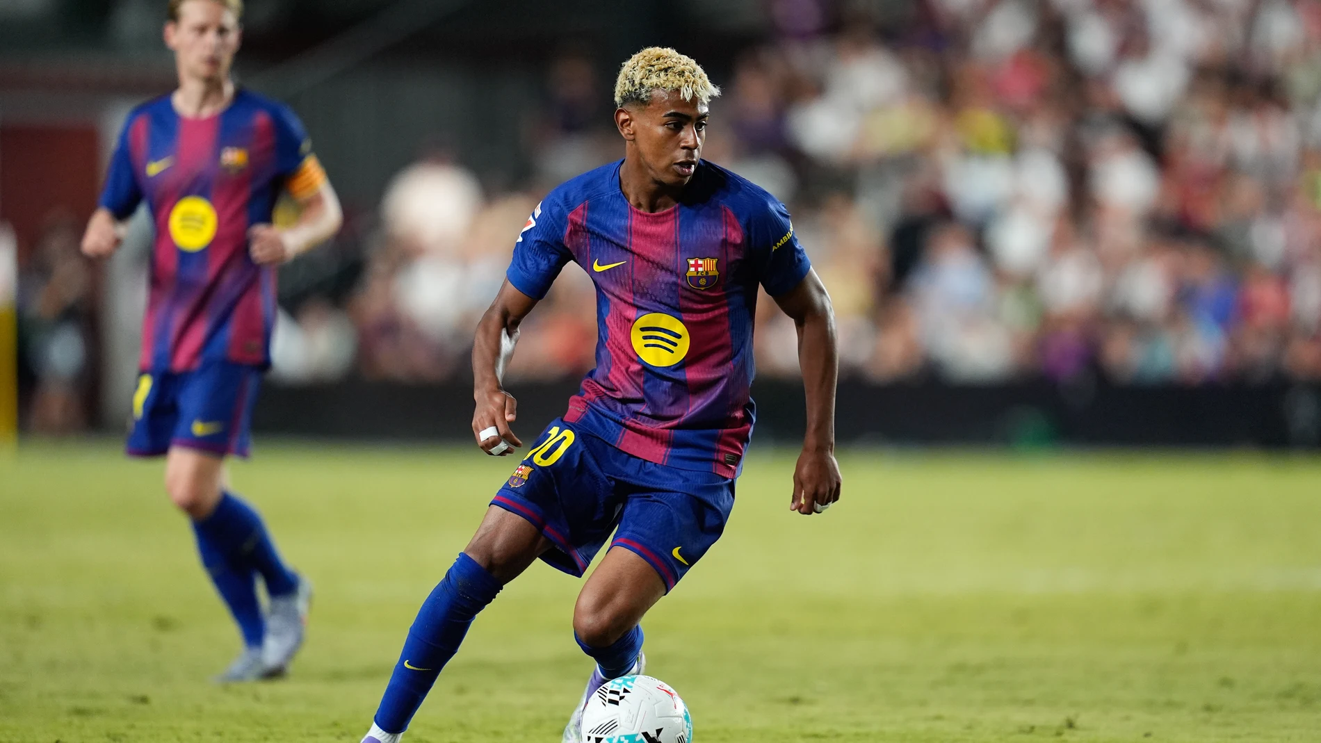 Lamine Yamal of FC Barcelona in action during the Spanish League, LaLiga EA Sports, football match played between Rayo Vallecano and FC Barcelona at Estadio de Vallecas on August 31, 2025, in Madrid, Spain. AFP7 31/08/2025 ONLY FOR USE IN SPAIN