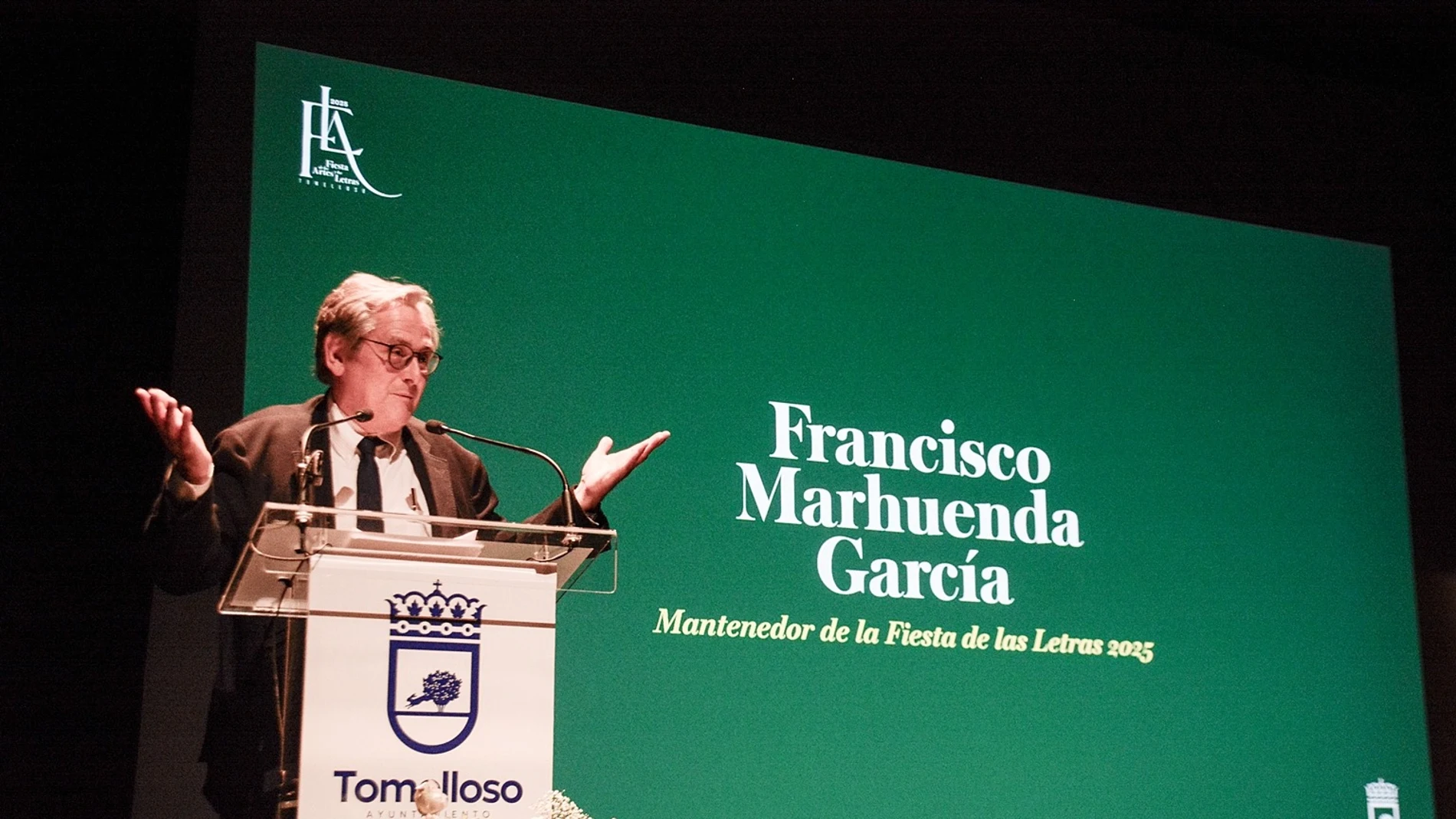 Francisco Marhuenda, durante su intervención en la Fiesta de las Letras 2025 de Tomelloso