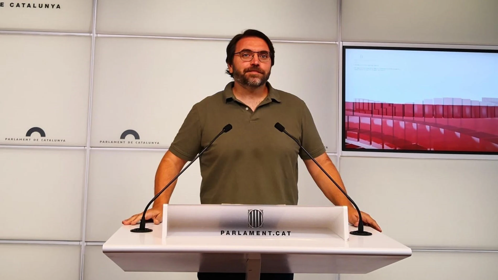 El presidente del PSC-Units en el Parlament, Ferran Pedret, en una rueda de prensa desde el Parlament EUROPA PRESS 02/09/2025