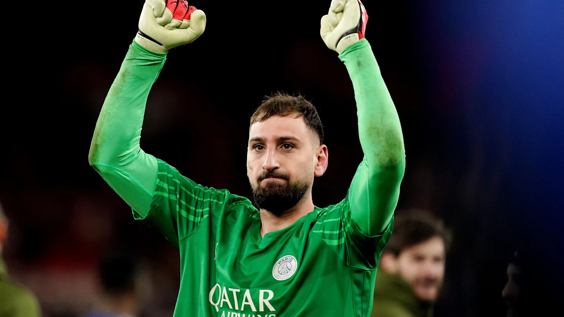 (Foto de ARCHIVO) FILED - 11 March 2025, United Kingdom, Liverpool: Then Paris Saint Germain's goalkeeper Gianluigi Donnarumma gestures during UEFA Champions League match against Liverpool. Manchester City have confirmed the signing of the Italian goalkeeper Donnarumma from Paris St Germain, with Ederson ending his eight-year stint at the club with a move to Fenerbahce. Photo: Martin Rickett/PA Wire/dpa 11/03/2025 ONLY FOR USE IN SPAIN