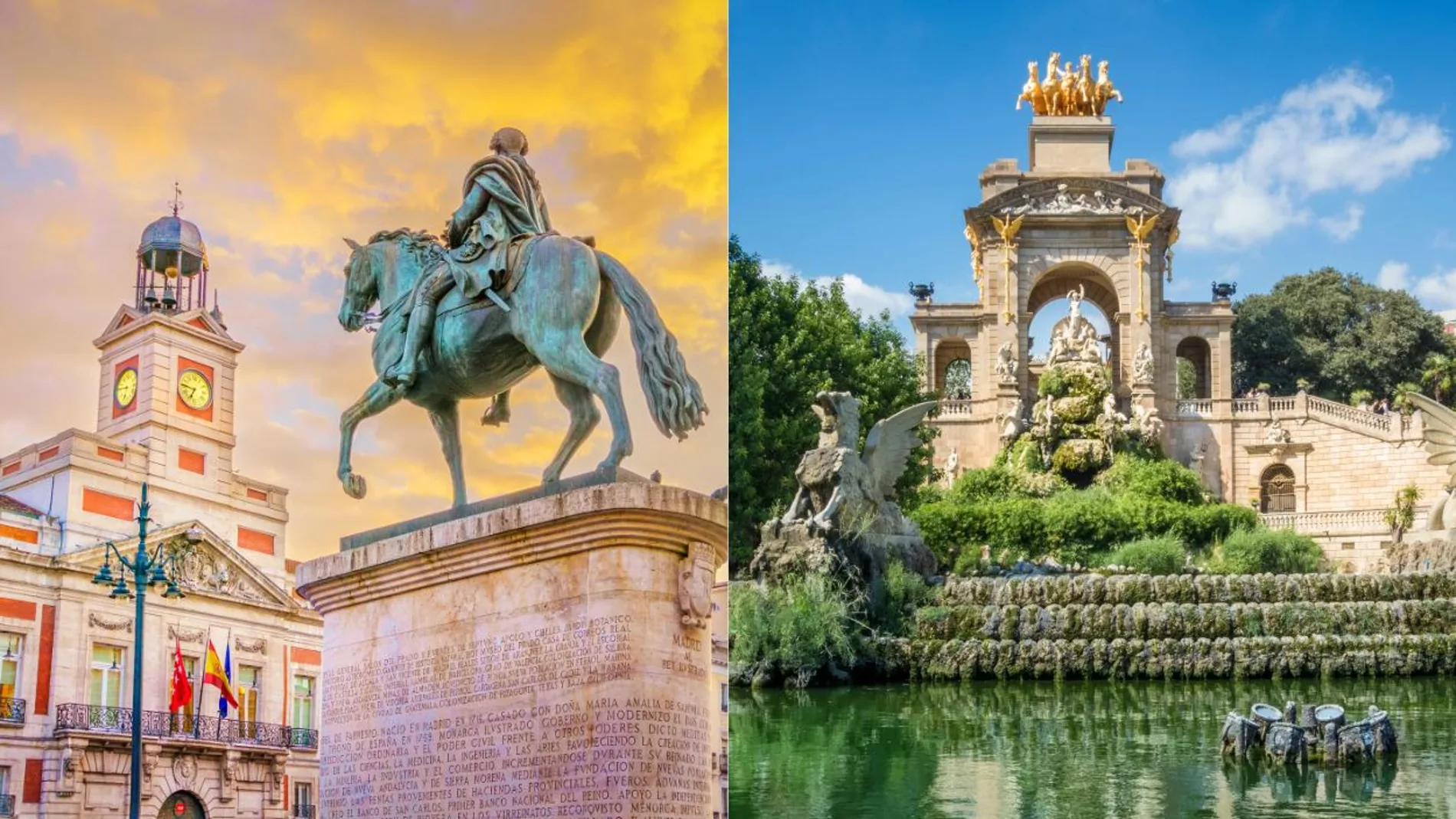 Imagen de Madrid a la izquierda y Barcelona a la derecha