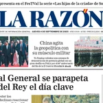 Portada de LA RAZÓN del jueves 4 de septiembre de 2025