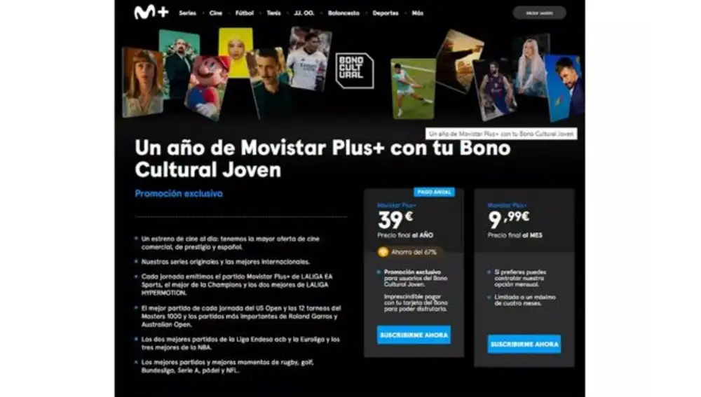 Movistar Plus+ con Bono Cultural Joven