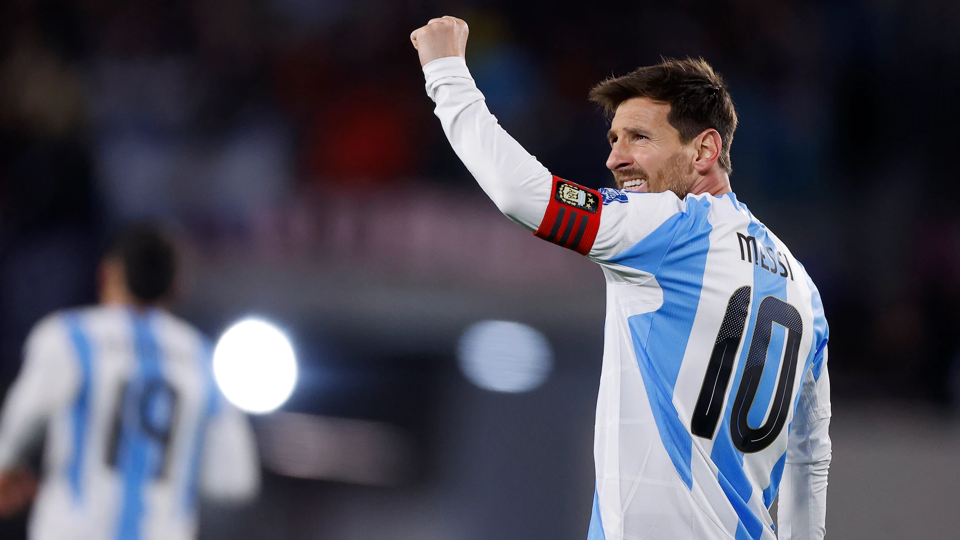 . BUENOS AIRES (ARGENTINA), 04/09/2025.- Lionel Messi de Argentina celebra un gol este jueves, en un partido por las eliminatorias a la Copa Mundial 2026 entre Argentina y Venezuela en el estadio Monumental en Buenos Aires (Argentina). EFE/ Juan Ignacio Roncoroni