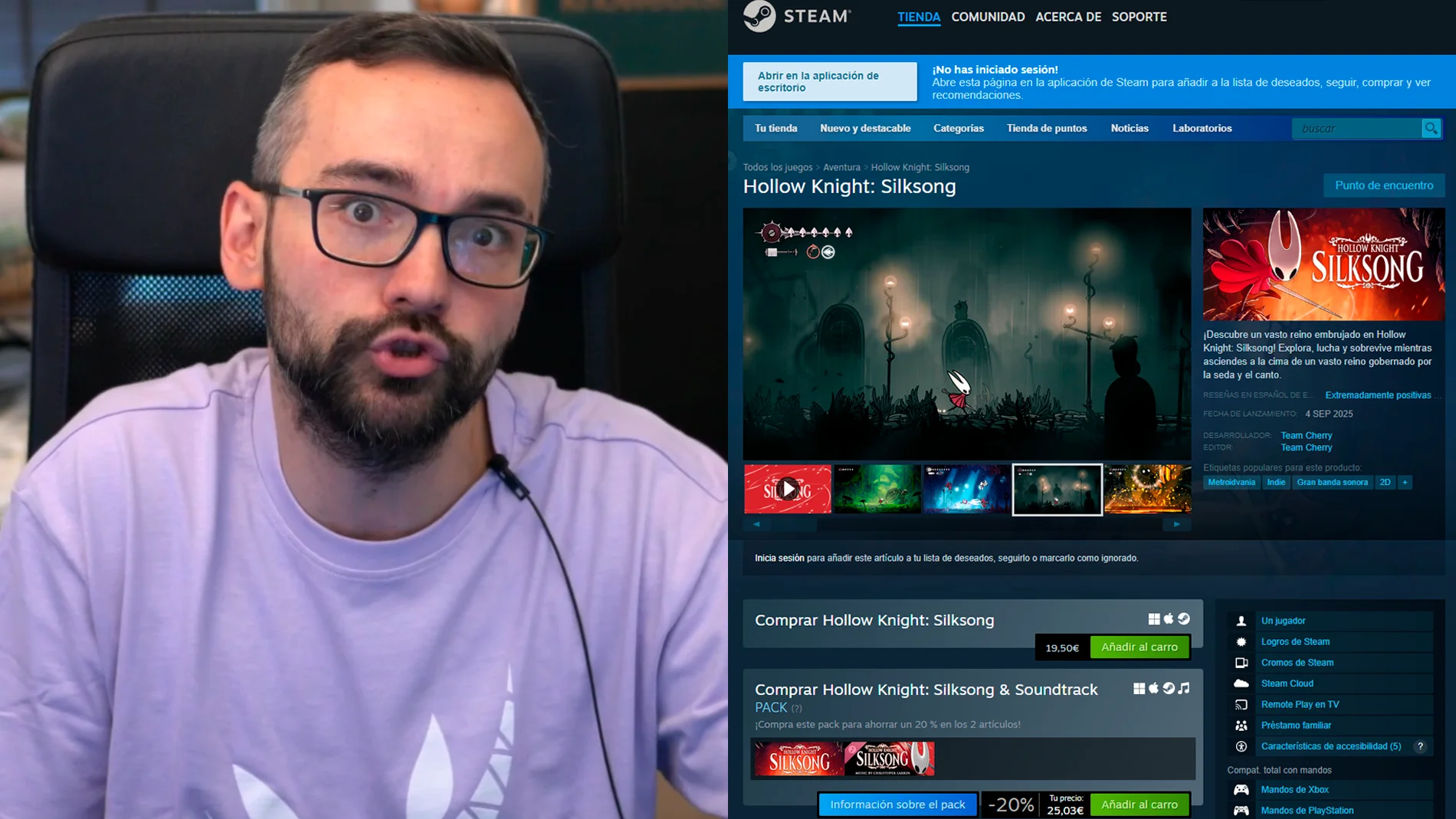 ElXokas estalla contra Steam por caerse en la salida del nuevo Hollow Knight: "Empresa multimillonaria estafadora"