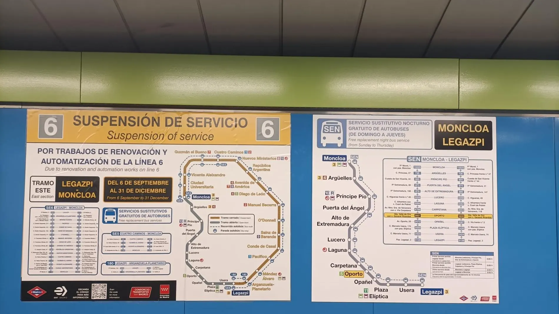 Cambios en la Línea 6 de Metro desde este sábado: reabre entre Moncloa y Méndez Álvaro y cierra entre Moncloa y Legazpi