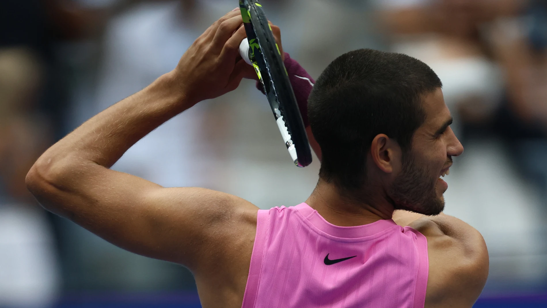 05 September 2025, US, New York City: Spanish tennis player Carlos Alcaraz reacts after winning his semi final match against Serbian tennis player Novak Djokovicon Day 13 of the 2025 US Open at USTA Billie Jean King National Tennis Center. Photo: Marcin Cholewinski/ZUMA Press Wire/dpa Marcin Cholewinski/ZUMA Press Wi / DPA 05/09/2025 ONLY FOR USE IN SPAIN