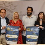 El presidente de la Diputación, Benito Serrano; la delegada de la Junta, Yolanda de Gregorio; el director del Cesefor, Pablo Sabin y Lola Borén, directora del ITACyL durante la presentación del III Foro de Bioeconomía de Castilla y León organizado por Cesefor y la Junta