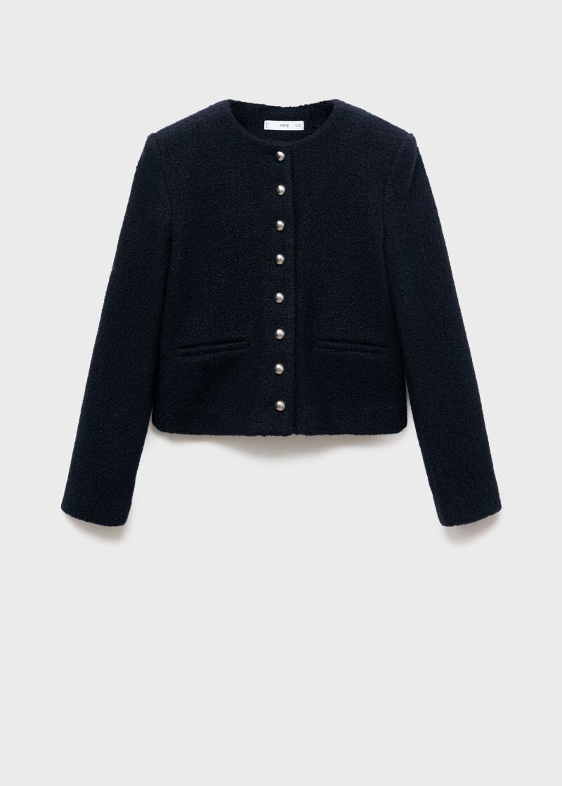 Chaqueta bouclé con botones joya.