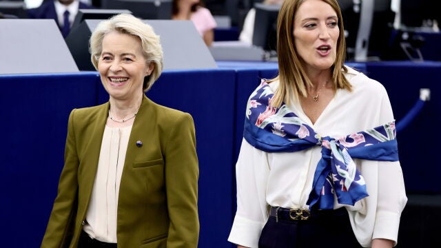 Roberta Metsola y Von der Leyen en Estrasburgo