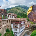 Imagen de archivo sobre Asturias junto a un plato de la tierra