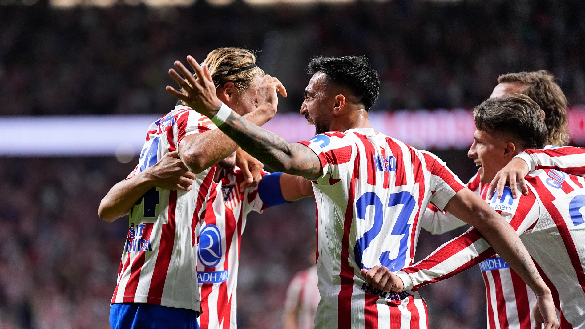 Nico Gonzalez of Atletico de Madrid celebrates a goal during the Spanish League, LaLiga EA Sports, football match played between Atletico de Madrid and Villarreal CF at Riyadh Air Metropolitano stadium on September 13, 2025, in Madrid, Spain. AFP7 13/09/2025 ONLY FOR USE IN SPAIN