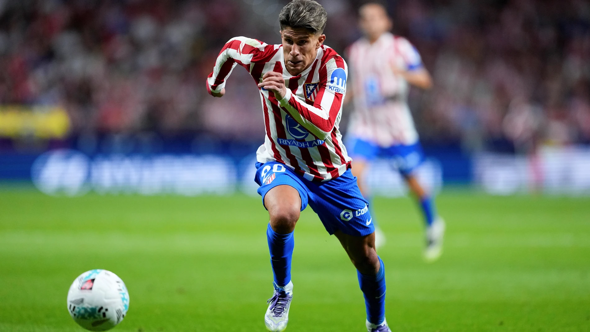 Giuliano Simeone of Atletico de Madrid in action during the Spanish League, LaLiga EA Sports, football match played between Atletico de Madrid and Villarreal CF at Riyadh Air Metropolitano stadium on September 13, 2025, in Madrid, Spain. AFP7 13/09/2025 ONLY FOR USE IN SPAIN