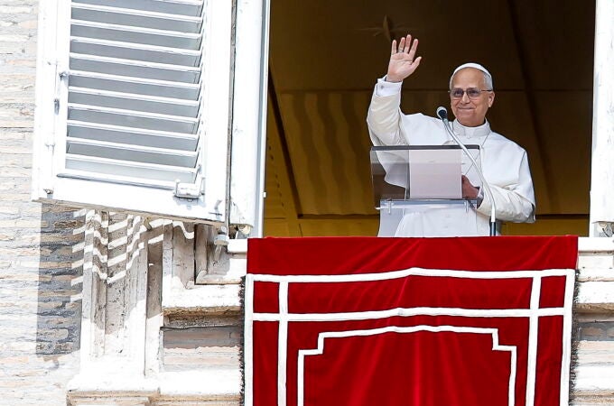 Pope Leo XIV leads the Angelus prayer at the Vatican on his 70th birthday