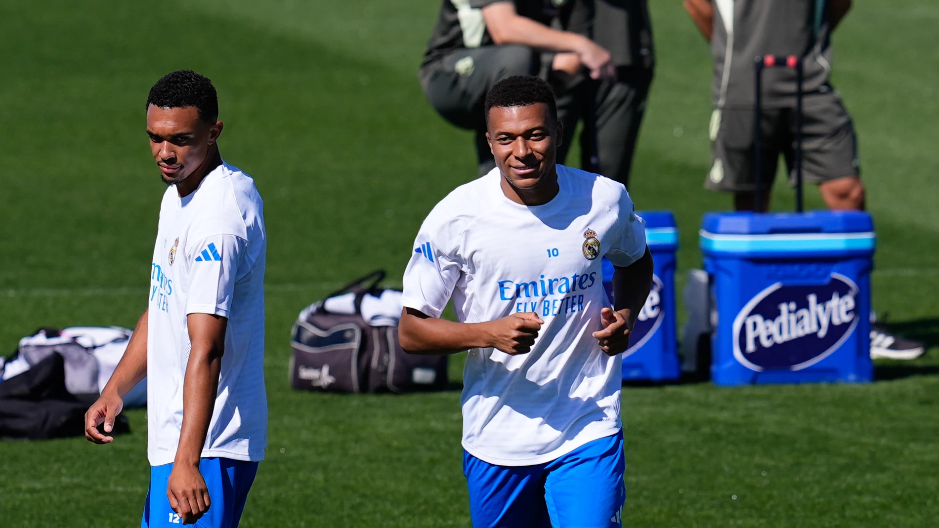 Kylian Mbappe of Real Madrid CF looks on during a training session and press conference ahead of their UEFA Champions League 2025/26 match against Olympique de Marseille at Ciudad Deportiva Real Madrid on September 15, 2025, in Valdebebas, Madrid, Spain. AFP7 15/09/2025 ONLY FOR USE IN SPAIN