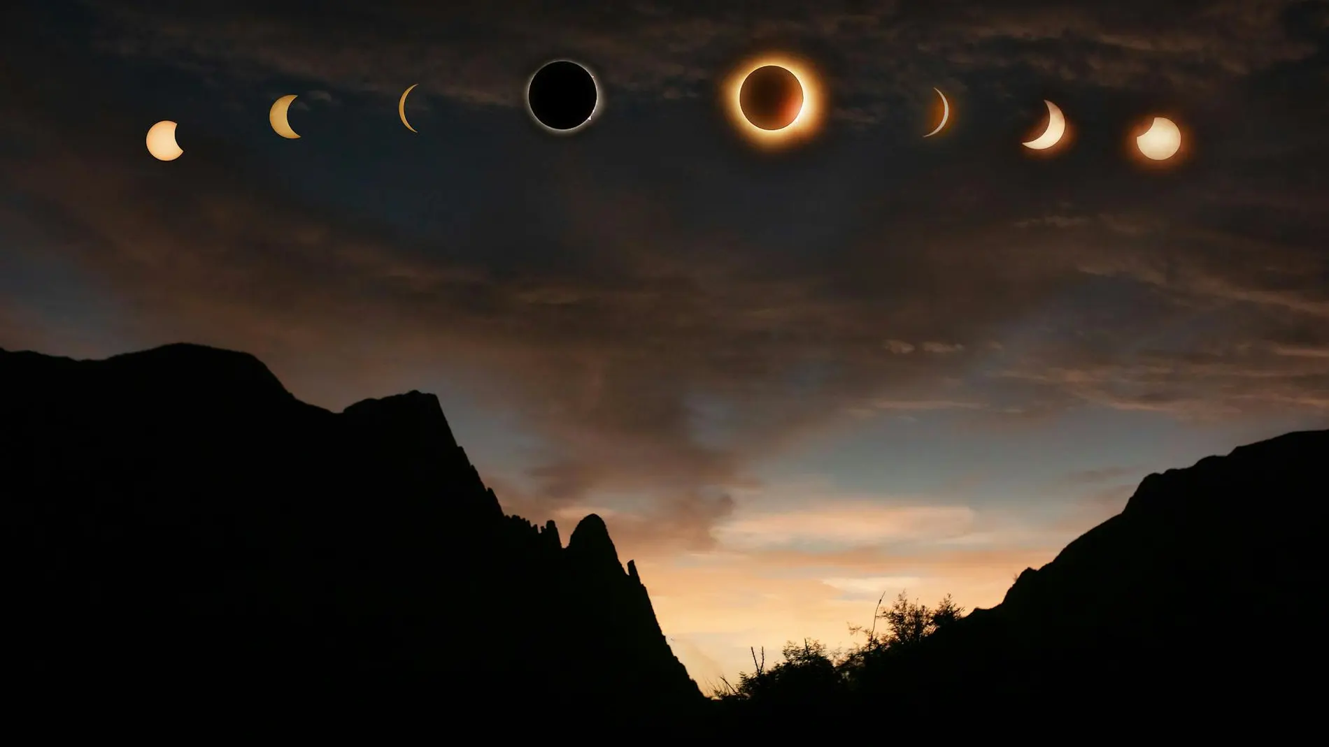 Eclipse de Sol sobre el cielo