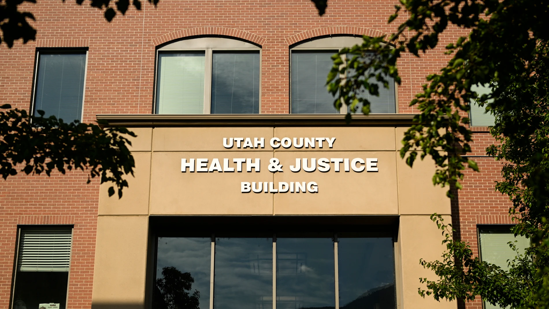 A view of the Utah County Health & Justice Building is seen prior to a press conference announcing charges filed against Tyler Robinson, the man accused of fatally shooting conservative activist Charlie Kirk, Tuesday, Sept. 16, 2025, in Provo, Utah. (AP Photo/Alex Goodlett)