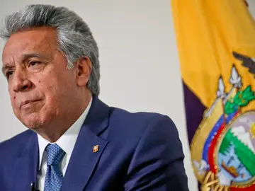 Ecuador Ex-President Corruption FILE - Ecuador President Lenín Moreno listens while being interviewed, during the United Nations General Assembly, in New York, Wednesday Sept. 26, 2018. (AP Photo/Bebeto Matthews, FIle)