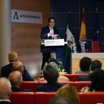 El consejero de Justicia, Administración Local y Función Pública, José Antonio Nieto, durante el acto de presentación de la Estrategia frente al Desafío Demográfico