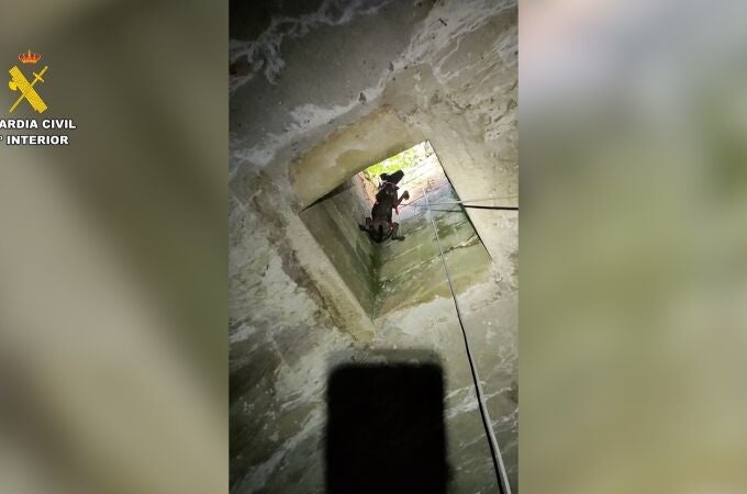 La Guardia Civil de Teruel halla a un perro en un aljibe a ocho metros de profundidad en Calanda (Teruel)