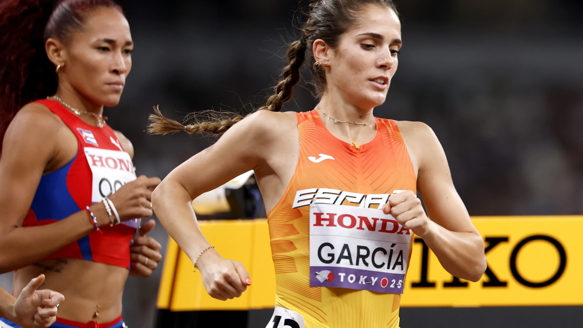 TOKYO (Japan), 18/09/2025.- Marta Garcia of Spain competes in the Women's 5000m heats at the World Athletics Championships 2025 in Tokyo, Japan, 18 September 2025. (Mundial de Atletismo, 5000 metros, Japón, España, Tokio) EFE/EPA/FRANCK ROBICHON