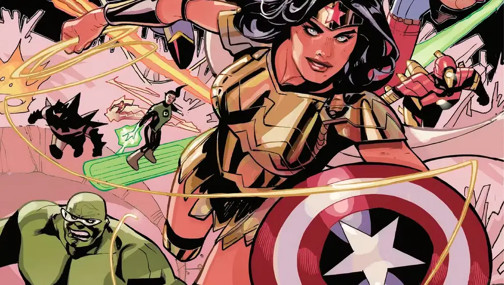 Wonder Woman con el escudo de Capitán América