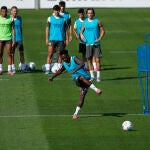 Vinicius, en el entrenamiento del Real Madrid antes de la visita del Espanyol