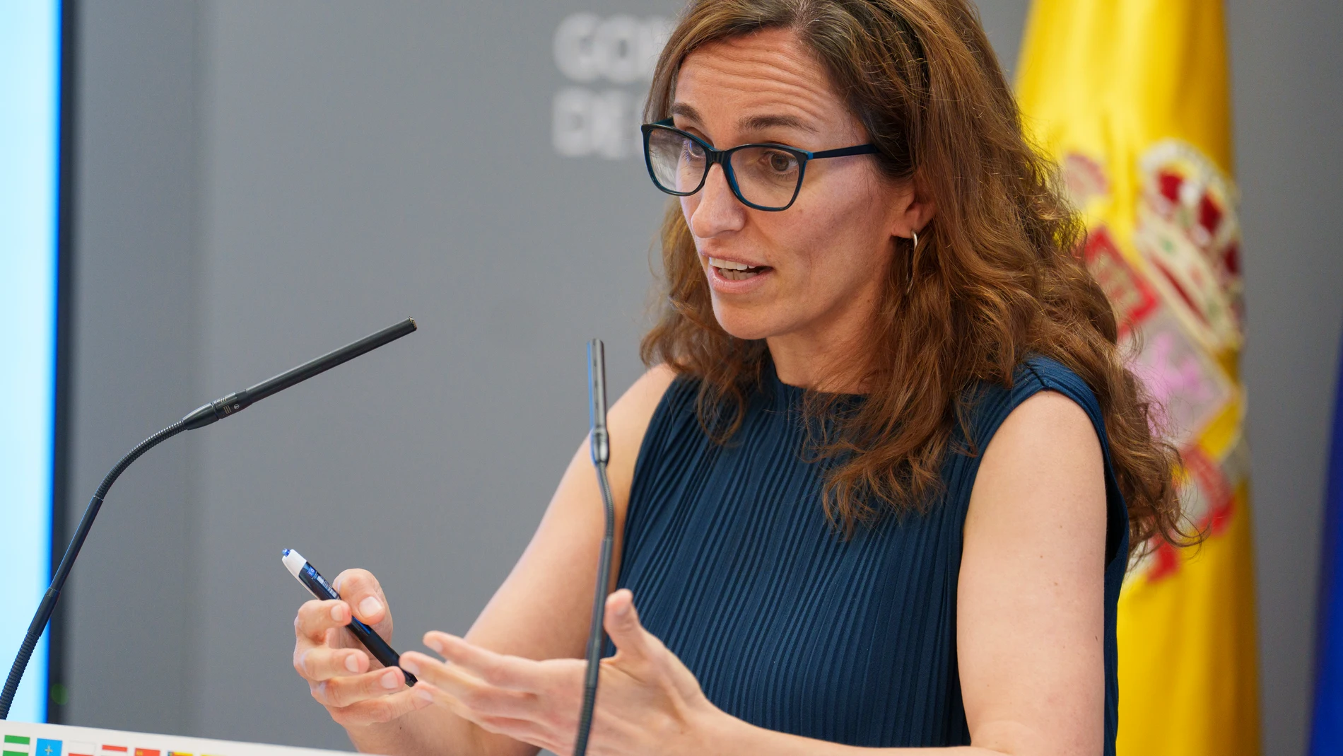 La ministra de Sanidad, Mónica García, en la rueda de prensa posterior al Consejo Interterritorial