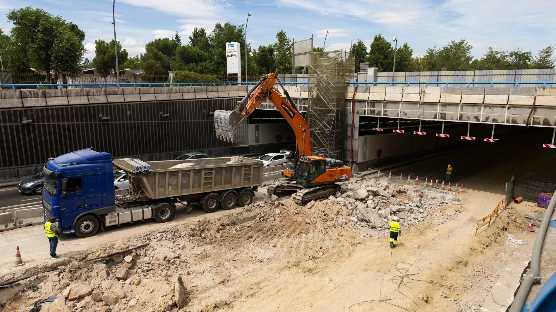 Obras en Madrid. Túnel de entrada de la A-5 a la M-30.
