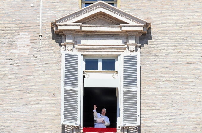 Pope Leo XIV during the Angelus prayer