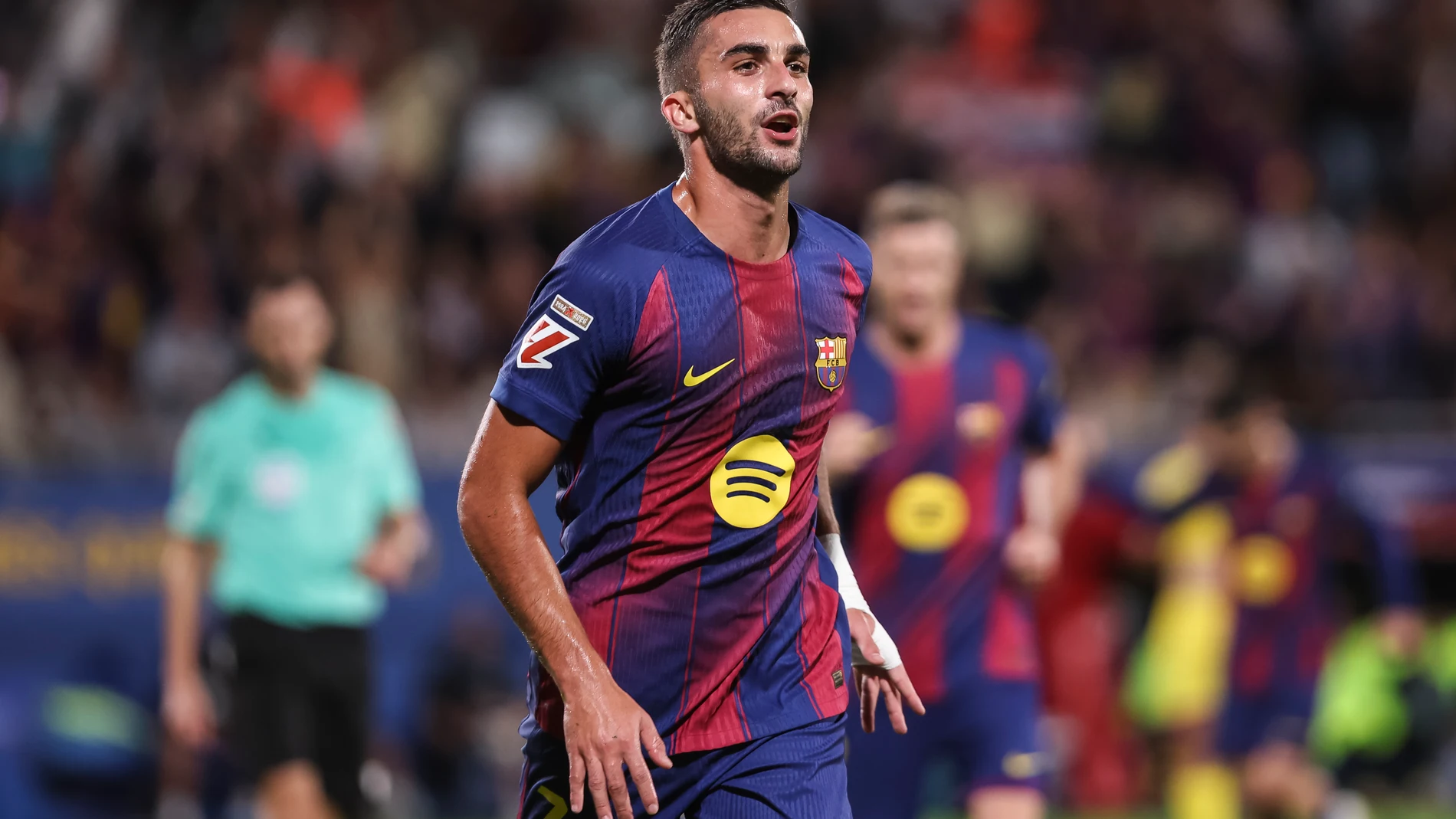 Ferran Torres of FC Barcelona celebrates a goal during the Spanish league, La Liga EA Sports, football match played between FC Barcelona and Getafe CF at Johan Cruyff stadium on September 21, 2025 in Barcelona, Spain. AFP7 21/09/2025 ONLY FOR USE IN SPAIN
