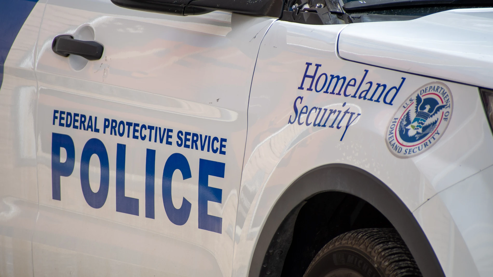 September 15, 2025, Provo, Utah, USA: A Federal Protective Service police vehicle is parked near the Utah Valley Convention Center in Provo, Utah, on September 15, 2025, during the DHS Career Expo. Europa Press/Contacto/Charles-McClintock Wilson 15/09/2025 ONLY FOR USE IN SPAIN