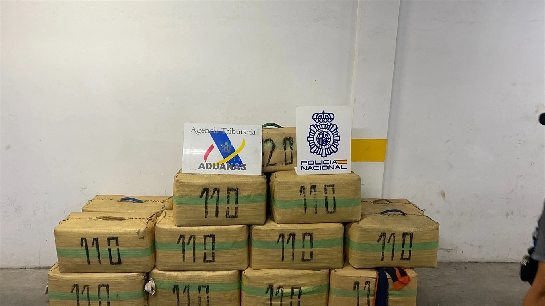 Droga intervenida en un alijo en la playa Cala Arena de Algeciras.