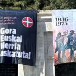 Pancartas desplegadas por Sortu en la cubierta de la Basílica de la Santa Cruz del Valle de los Caídos
