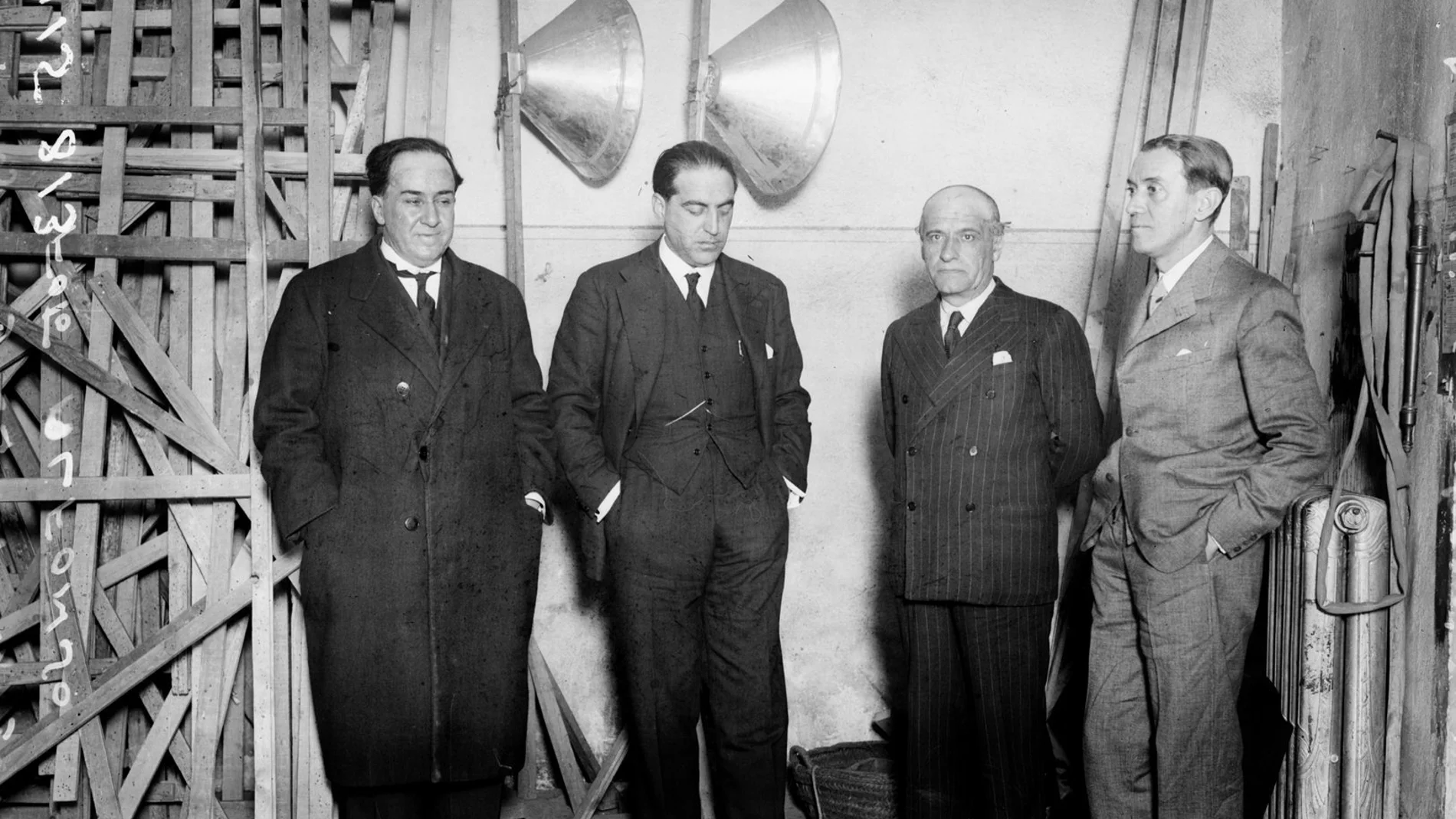 De izda. a dcha., Antonio Machado, Gregorio Marañón, Ortega y Gasset y Pérez de Ayala, la Generación del 14