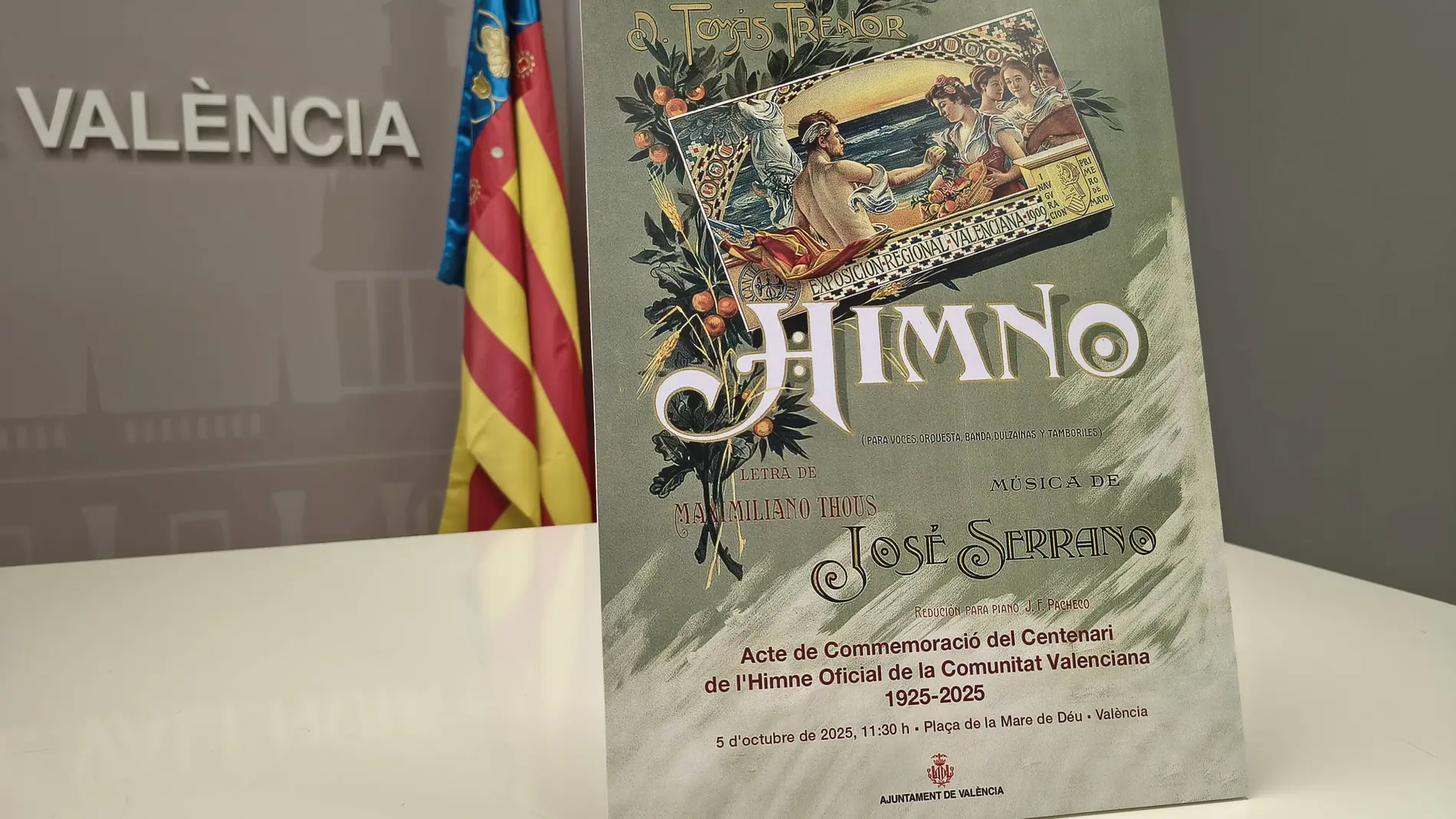 "Tots a una veu": El Ayuntamiento invita al pueblo valenciano a cantar el Himno de la Comunitat para conmemorar su centenario
