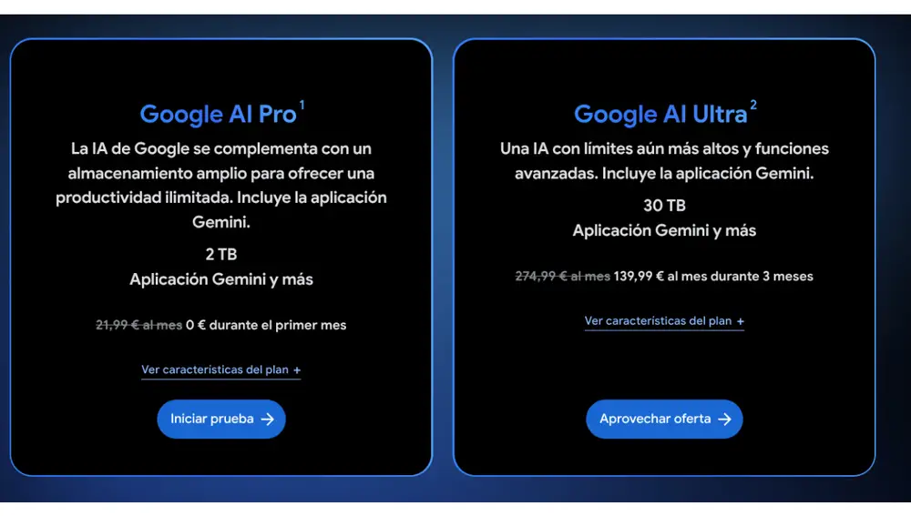 Estos son los planes de Google con IA que se pueden contratar en España