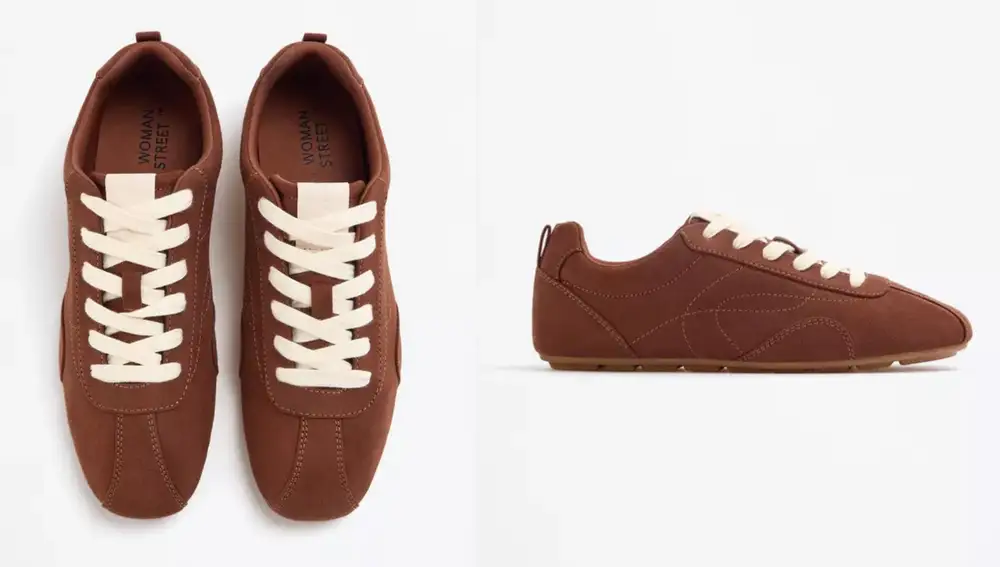 Zapatillas efecto ante en color marrón chocolate (22,99€)
