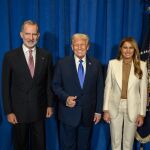 S. M. el Rey Felipe VI con el matrimonio Trump en Nueva York.