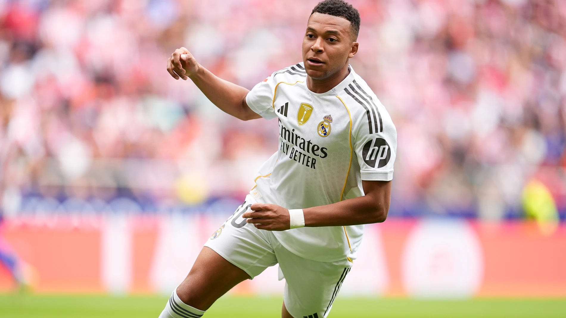 Kylian Mbappe of Real Madrid CF in action during the Spanish League, LaLiga EA Sports, football match played between Atletico de Madrid and Real Madrid at Riyadh Air Metropolitano stadium on September 27, 2025, in Madrid, Spain.AFP7 27/09/2025 ONLY FOR USE IN SPAIN