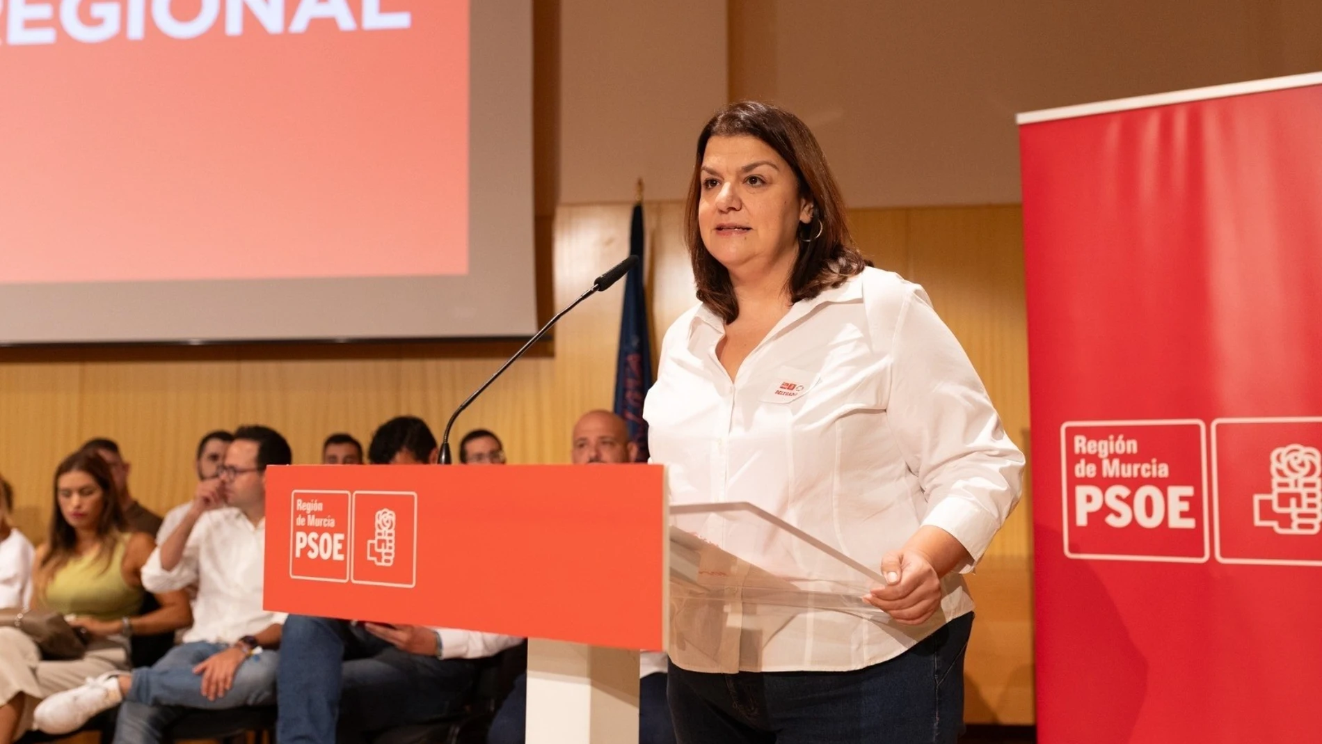 La secretaria de Organización del PSOE en la Región de Murcia, María Jesús López REMITIDA / HANDOUT por PSRM Fotografía remitida a medios de comunicación exclusivamente para ilustrar la noticia a la que hace referencia la imagen, y citando la procedencia de la imagen en la firma 27/09/2025