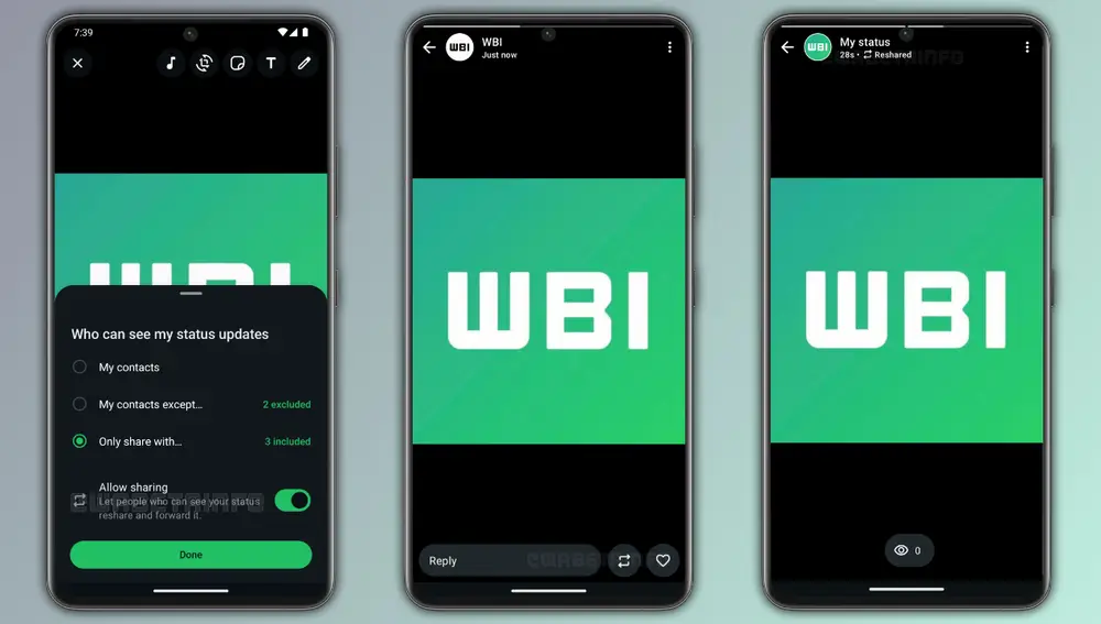WhatsApp ya te permite decidir si las actualizaciones de Estado pueden ser compartidas por tus contactos